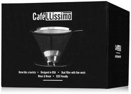 cafellissimo Stainless Steel Reusable Paperless Coffee Filter Pour-Over Coffee Maker with Mesh Bottom N4