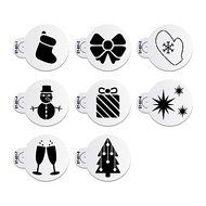 Sher 8Pcs Wine Glass Stencil Christmas Cake Stencil for Cookie Decorative Stencils