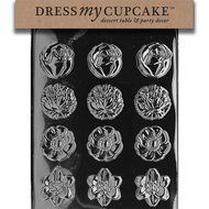 Dress My Cupcake Chocolate Candy Mold, Round Flower Mints
