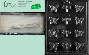 Cybrtrayd MdK25S-A128 B/S Butterfly and Dragonfly Animal Chocolate Candy Mold with Packaging Kit