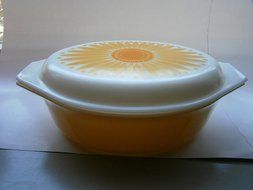 Vintage Pyrex 2 1/2 Qt Sunflower Daisy Yellow Orange #045 Casserole Dish W/lid N3