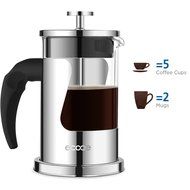 Ecooe Borosilicate Glass Stainless Steel French Press Coffee Maker with 4-Filter, 600ml N6