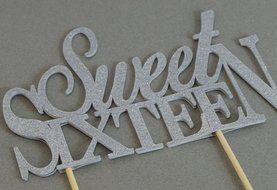 All About Details Silver Sweet-sixteen Cake Topper N2