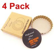 Excelity&reg; Non-Stick 4-Inch Quiche Pie Pan Removable Loose Bottom Baking Pastry Mold (2 Pack(Round)) N2
