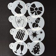 Sher 8Pcs Wine Glass Stencil Christmas Cake Stencil for Cookie Decorative Stencils N2