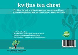 Best Bamboo Tea Box Natural Chest with Clear Hinged Lid, 8 Storage Sections with Expandable Drawer N5