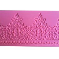 LYNCH Imperial Crown Shape Textured Silicone Cake Lace Mold Decor Pastry Tools,Pink