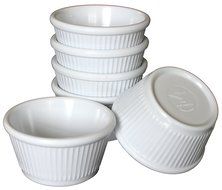 Clipper Fluted Round Stackable Small Melamine Condiment Ramekins with Pan Scraper, White (12-Pack, 2 Ounce) N12