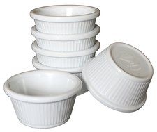 Clipper Fluted Round Stackable Small Melamine Condiment Ramekins with Pan Scraper, White (12-Pack, 2 Ounce) N14
