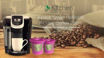 urKitchen 6 Pack Reusable K Cup Refillable Coffee Pods filters K Cups Model K200 K250 K300 K350 K400 K450 K500... N4