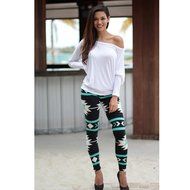 PHOTNO Skinny Geometric Print Stretchy Pants Leggings N32