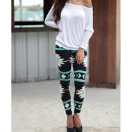 PHOTNO Skinny Geometric Print Stretchy Pants Leggings N33