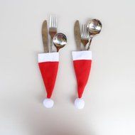 Morecome Christmas Decorative tableware Knife Fork Set Xmas Hat Storage Tool N4