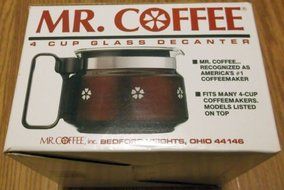 Mr Coffee D4 4 cup coffee replacement carafe BLACK