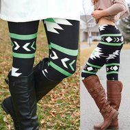 PHOTNO Casual Women Lady Skinny Geometric Print Stretchy Jegging Pants Slim Leggings N108