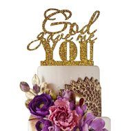 Sugar Yeti Made In USA Wedding Cake Topper God Gave Me You #22 Gold Mirror N13