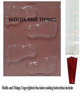 BABY FEET Chocolate Candy Mold With Candy Making Instruction - With 50 lollipop packaging kit