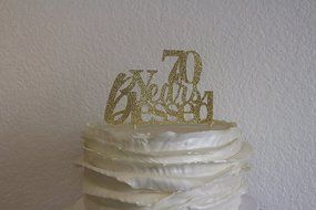 All About Details Gold 70-Years-Blessed Cake Topper N4