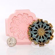 Round Steampunk Medallion Mold Easy To Use Flexible Silicone Food Safe Fondant, Chocolate, Candy, Resin, Polymer... N5