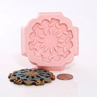 Round Steampunk Medallion Mold Easy To Use Flexible Silicone Food Safe Fondant, Chocolate, Candy, Resin, Polymer... N6