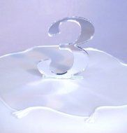 3 Silver Acrylic Mirror Cake Topper Number Script 10cm (4inch) Number Height inc spike 15cm