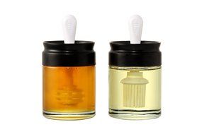 New Release by Juvale - 2 Piece Set Includes Honey Pot with Dipper and an Oil Jar with Silicone Basting Brush... N2