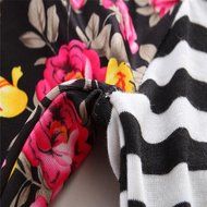 Clothes Set ,BeautyVan Newborn Baby Floral Print Long Sleeve Tops +Stripe Pants Hat Outfits Set Clothes (6M, Black) N3