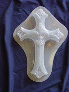 Fleur De Lis Cross Plaque Concrete Plaster Mold 7212