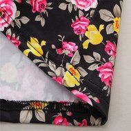 Clothes Set ,BeautyVan Newborn Baby Floral Print Long Sleeve Tops +Stripe Pants Hat Outfits Set Clothes (6M, Black) N5