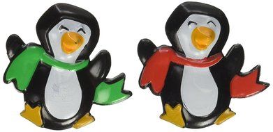 Oasis Supply - 24 Christmas Cupcake Cake Toppers plus Bonus 50 Free Fun Stickers (Penguin w/ Scarf Ring) N3