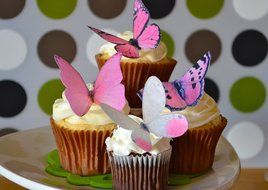 Edible Butterflies &copy; -Large Pink Set of 12 - Cake and Cupcake Toppers, Decoration N2