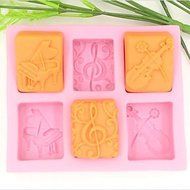 Y&amp;XL&amp;H Piano Guitar Notes Shaped Fondant Cake Chocolate Silicone Mold Cake Decoration Tools,L13.7cmW11.6cmH2.8cm N3