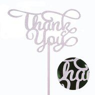 Aisila&reg; Pack of 20 Thank You Party Wedding Decorations Thank You Cupcake Toppers Wrappers (Golden)