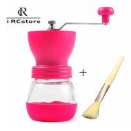RC Professional Manual Ceramic Burr Coffee Grinder, Hand-crank Coffee Mill, Includes Brush, Black N25