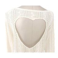 Blouse,BeautyVan Women Heart-Shaped Hollow-Knit Long-Sleeve Sweater Top Blouse (L, White) N5