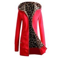 Coat,Morecome Women Plus Velvet Thickened Hooded Sweater Leopard Zipper Coat N7