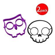Cy3Lf Clearance Sale - Cy3Lf Silicone Egg Mold Ring, Purple Owl Shaped Egg Ring &amp; Black Skull Shaped Egg Ring(... N3