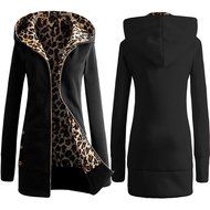 Coat,Morecome Women Plus Velvet Thickened Hooded Sweater Leopard Zipper Coat N8