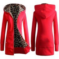 Coat,Morecome Women Plus Velvet Thickened Hooded Sweater Leopard Zipper Coat N9