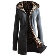 Coat,Morecome Women Plus Velvet Thickened Hooded Sweater Leopard Zipper Coat N10