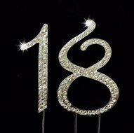 18th Birthday Number Cake Topper with Sparkling Rhinestone Crystals - 2.75