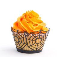 Cupcake Wrappers Haunted House x50pcs. 3 Halloween wraps to choose in shimmering black (Scary Houses) N20