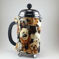 French Press Cozy, 8 cup Cafetiere Cosy Dog Print N2