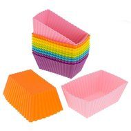 Gift Set of 12 Coloured Silicone Cupcake / Muffin Cases 2.5"(Random Color) (Rectangle) N6