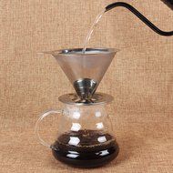 Pour Over Coffee Filter Paperless - STYDDI Stainless Steel Reusable Double Mesh Coffee Dripper with Stand , Coffee... N4