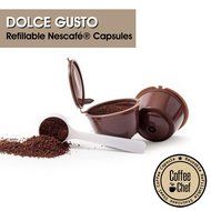 Coffee Chef (TM ) 2Pcs Refillable Nescafe Dolce Gusto Capsule With 1Pcs Spoon | Reusable and Compatible with Mini... N3
