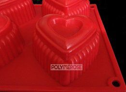 HEARTS Mold Pan for Cupcakes, Muffins, Desserts, Jello. 6 Cavity - Silicone by Polymerose T.M.