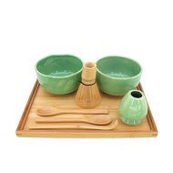BambooMN Brand - Matcha Bowl Set (Includes 2 Bowls, Tea Whisk, Rest, Large Tray, 2 Teaspoons and Chasaku) - 1... N8