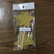 TooMeeCrafts 12 Large Star Topper Gold Glitter Star Wand Cake Topper Cupcake Topper Wedding Cupcake Toppers N2