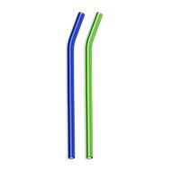 Hummingbird Glass Straws with Cleaning Brush (2 Pack), 8" x 9.5mm, Blue N14
